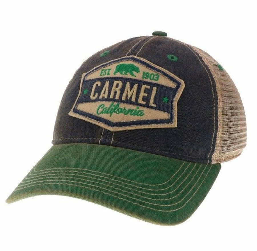 Accessories * | Carmel Wedge Trucker Hat Hot Selling Navy/Kelly Green