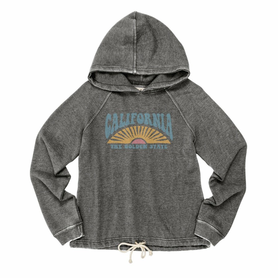 Women * | Day Dreamer California Hooded Sweatshirt Hot Sale Charcoal