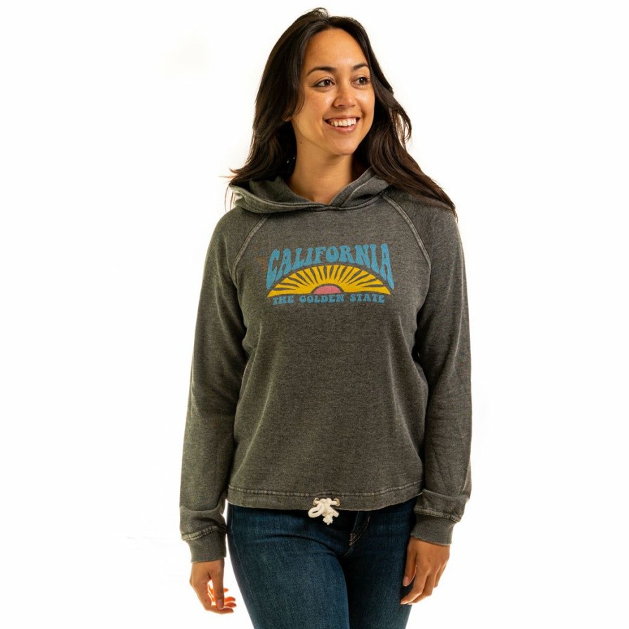 Women * | Day Dreamer California Hooded Sweatshirt Hot Sale Charcoal