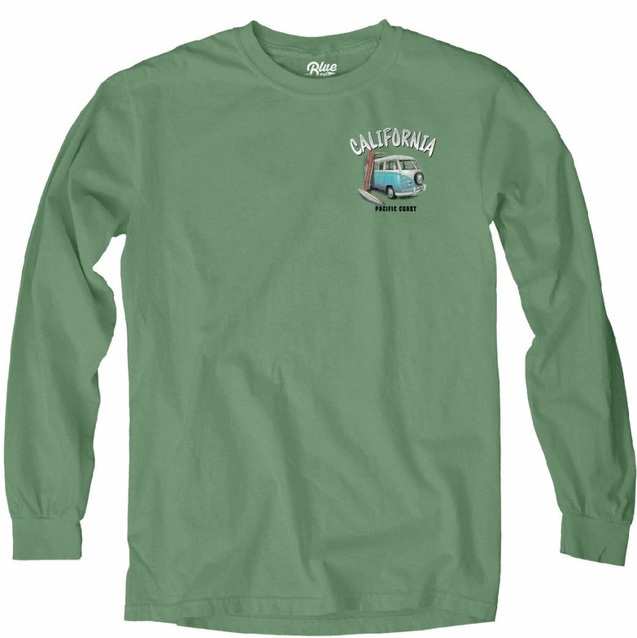 Men * | Detour Surf Bus California Long Sleeve T-Shirt Hot Sale Dorm Green