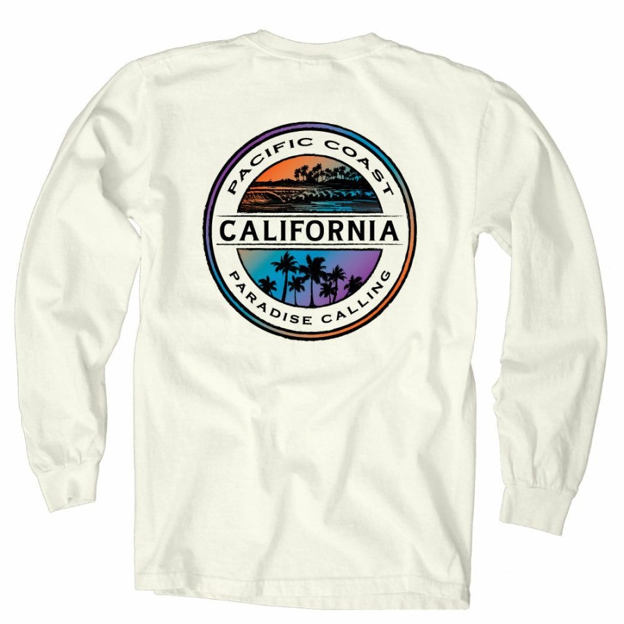 Men * | Geo Seal Palms California Long Sleeve T-Shirt Sale Online Ivory