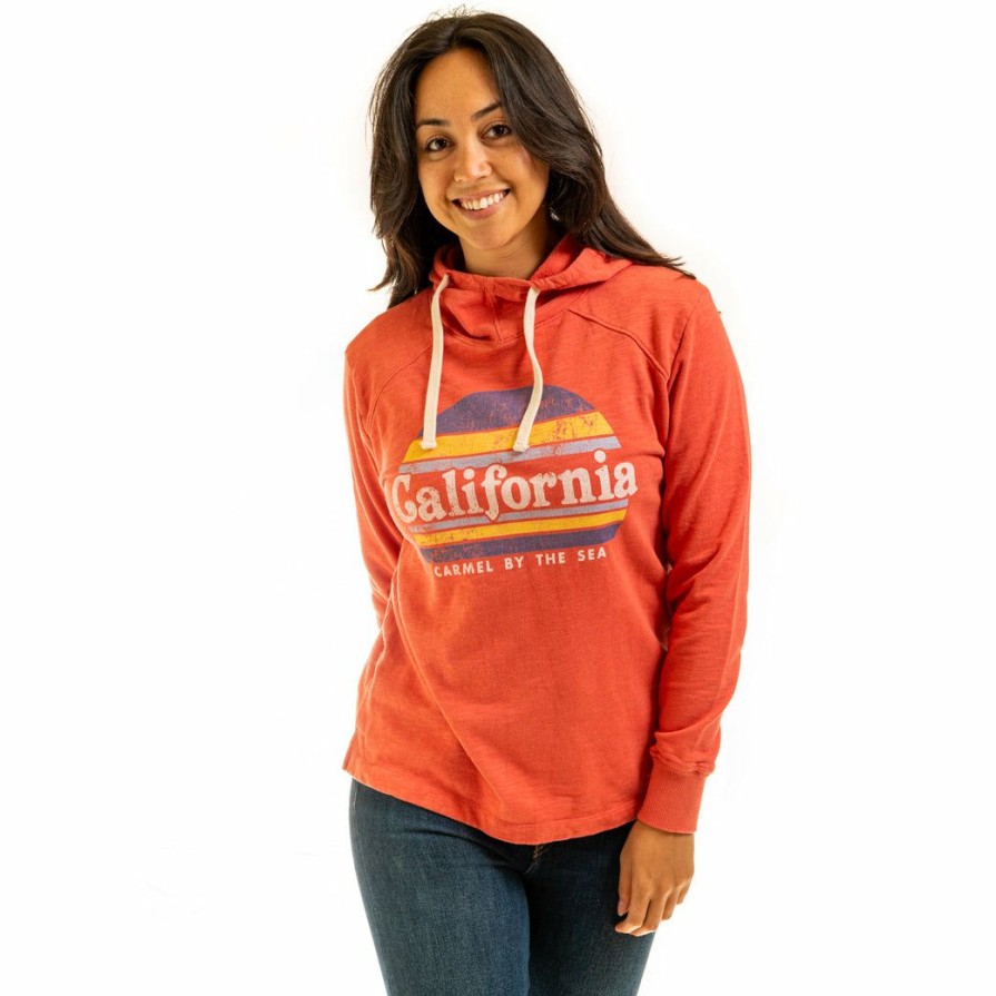 Women * | Womens Carmel Retro Hooded Sweatshirt Wholesale Terra Cotta