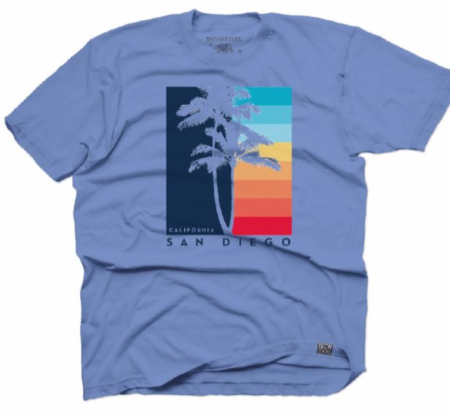 Men * | Radical San Diego Palm T-Shirt Latest Pool Blue