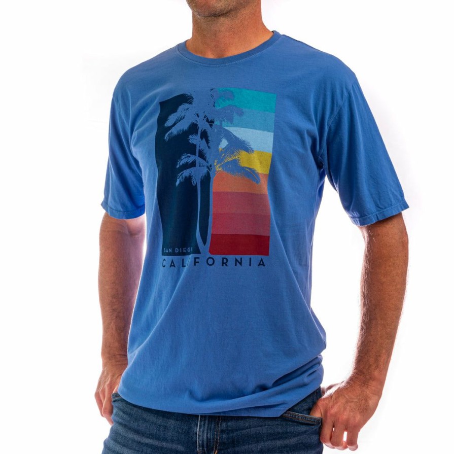 Men * | Radical San Diego Palm T-Shirt Latest Pool Blue