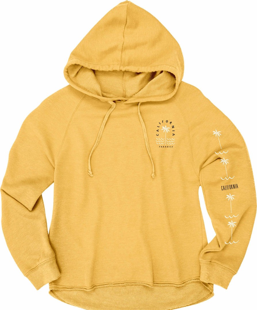 Women * | Wind Line Wave California Hooded Sweatshirt Special Golden