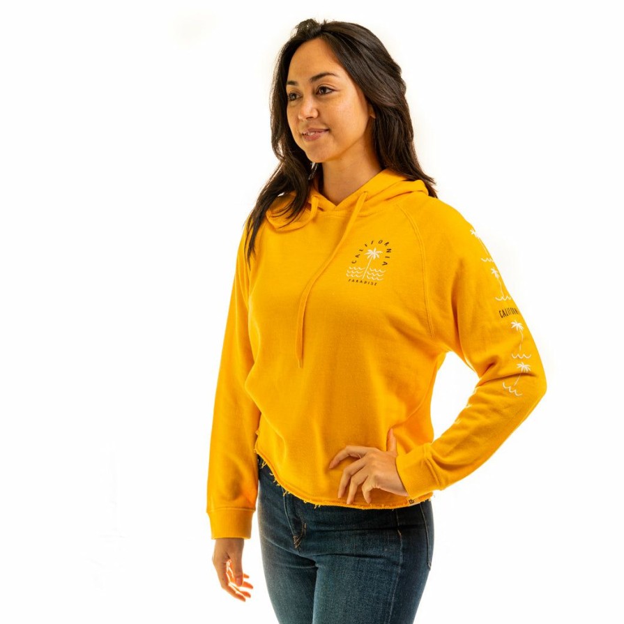 Women * | Wind Line Wave California Hooded Sweatshirt Special Golden