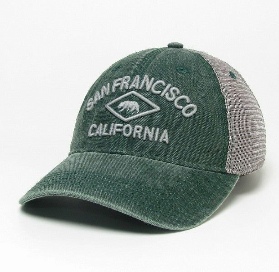 Accessories * | San Francisco Diamond Trucker Hat Cheap Online Dark Green/Grey Trucker