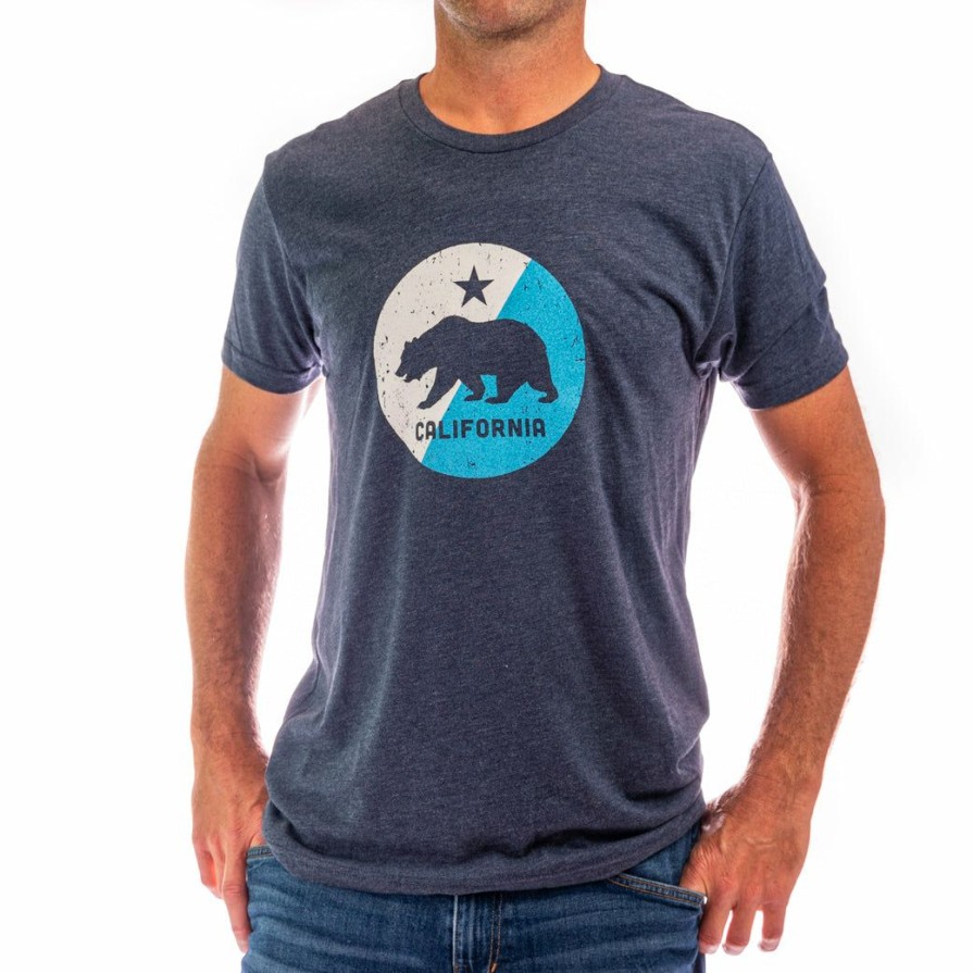 Men * | Split Circle Bear California T-Shirt Bargain Sale Vintage Navy