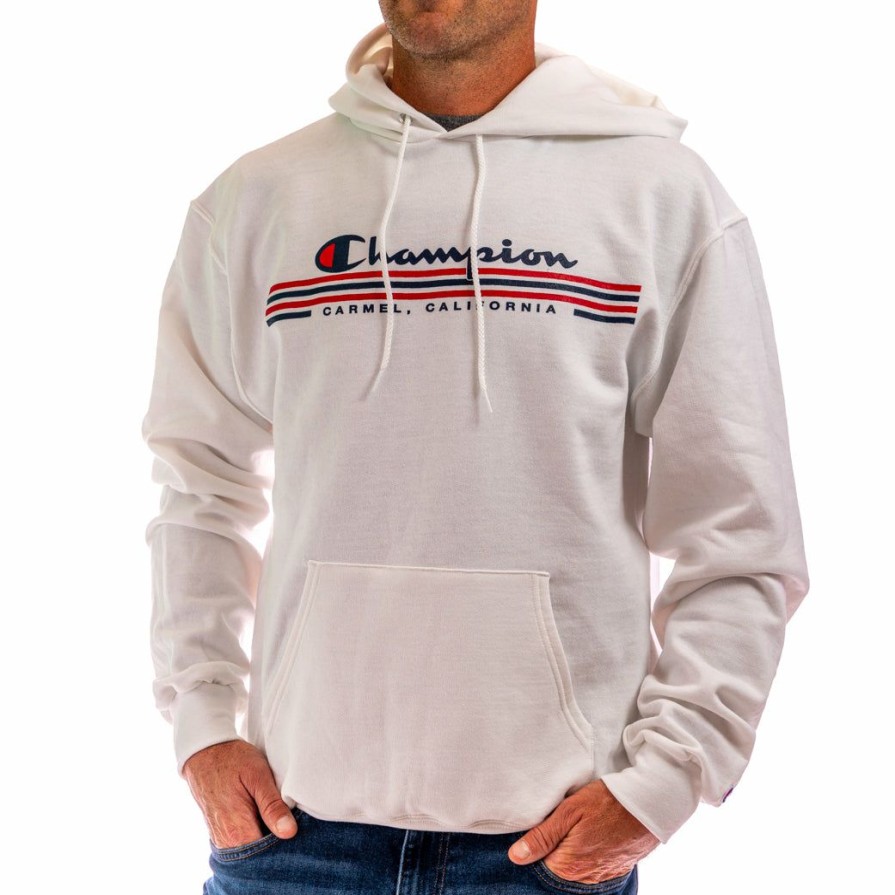 Men * | Champion Carmel Hooded Sweatshirt Official White