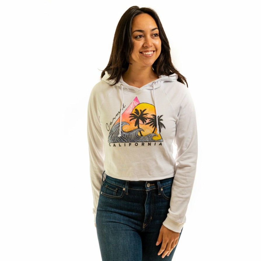 Women * | Hedwig Carmel Crop Hooded Sweatshirt Top Selling White