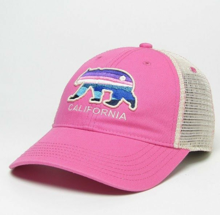 Accessories * | California Bear Horizon Youth Trucker Hat New Threads Dark Pink