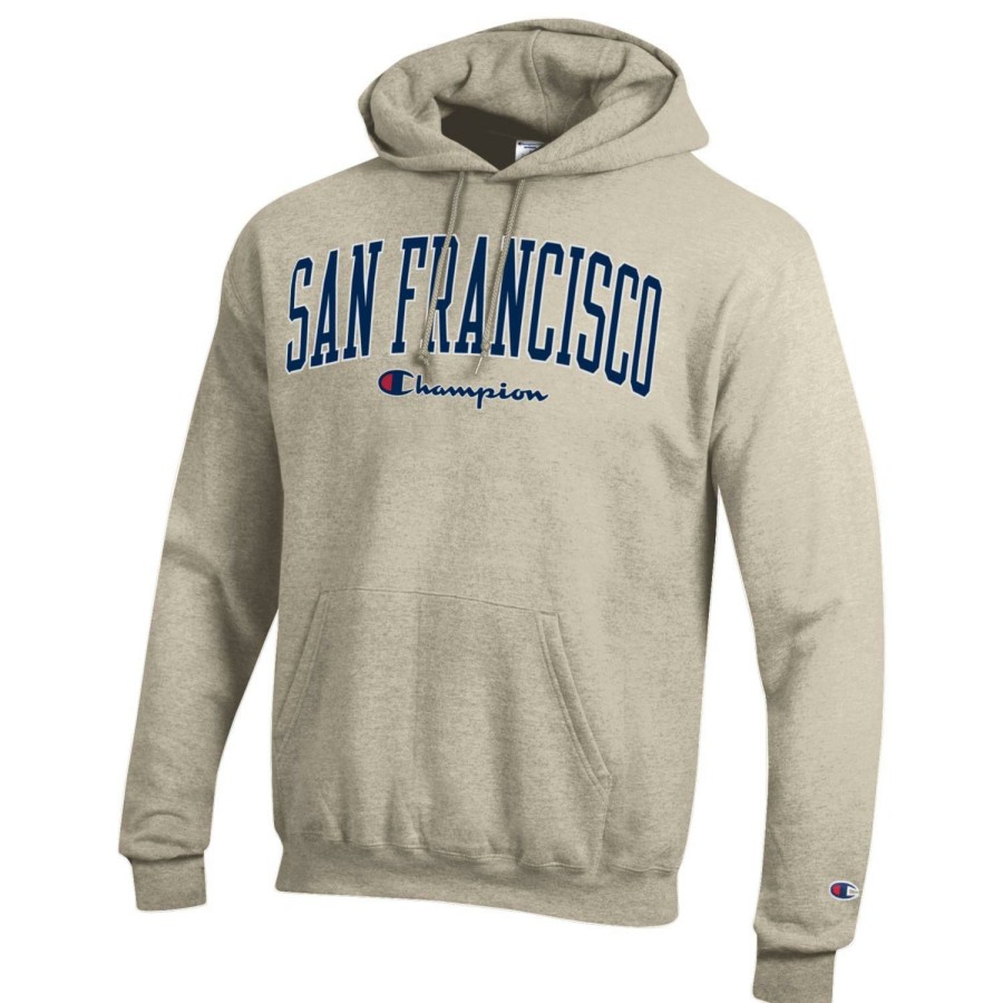 Men * | Champion San Francisco Arc Hooded Sweatshirt Bargain Sale Oatmeal