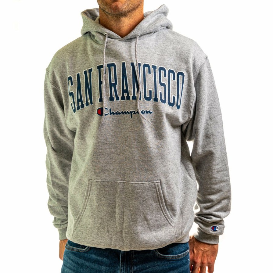 Men * | Champion San Francisco Arc Hooded Sweatshirt Bargain Sale Oatmeal