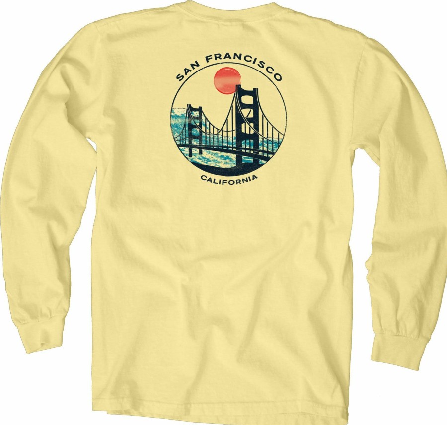 Men * | Coastal Club Golden Gate San Francisco Long Sleeve T-Shirt Good Quality Butter