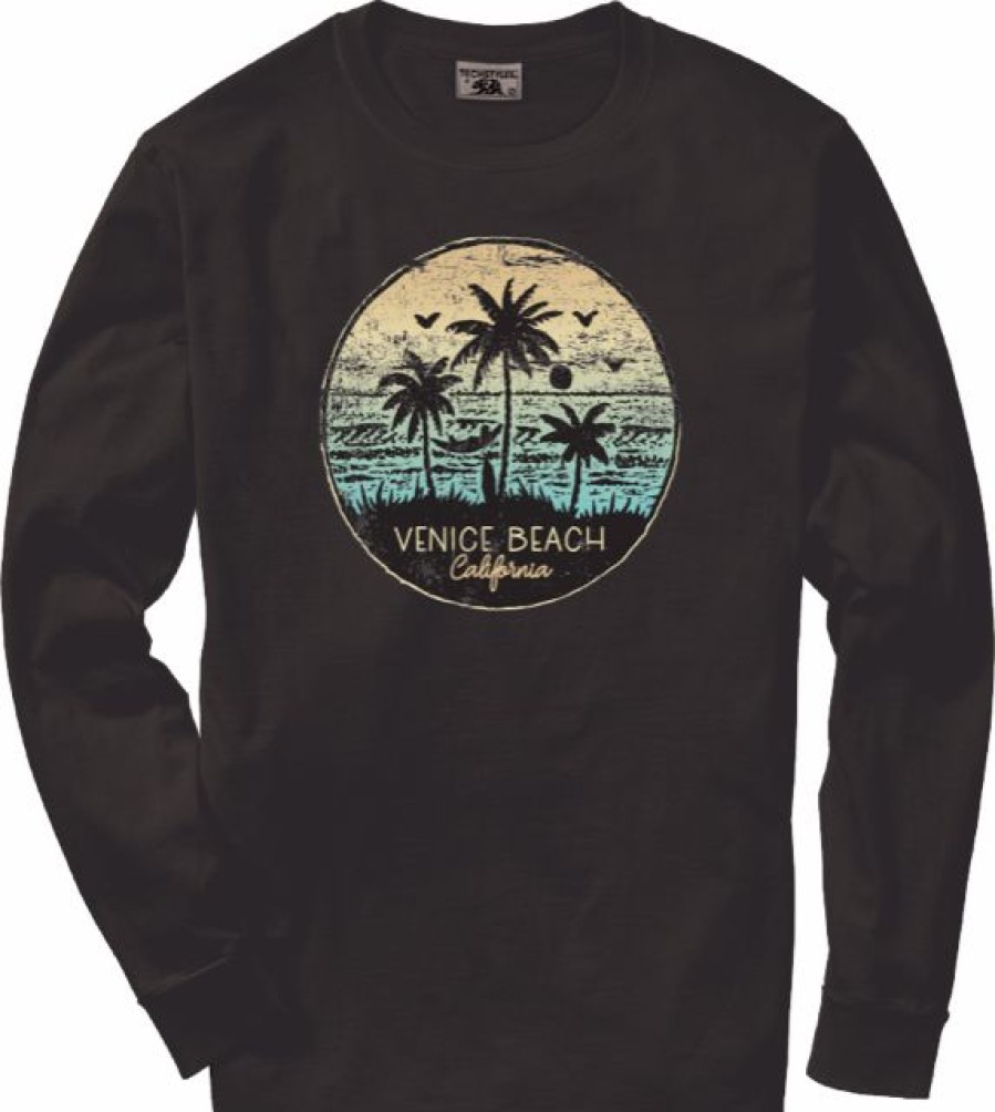 Men * | Lazy Day Venice Beach Long Sleeve T-Shirt Wholesale Black