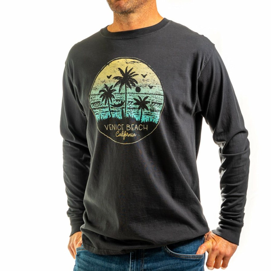 Men * | Lazy Day Venice Beach Long Sleeve T-Shirt Wholesale Black