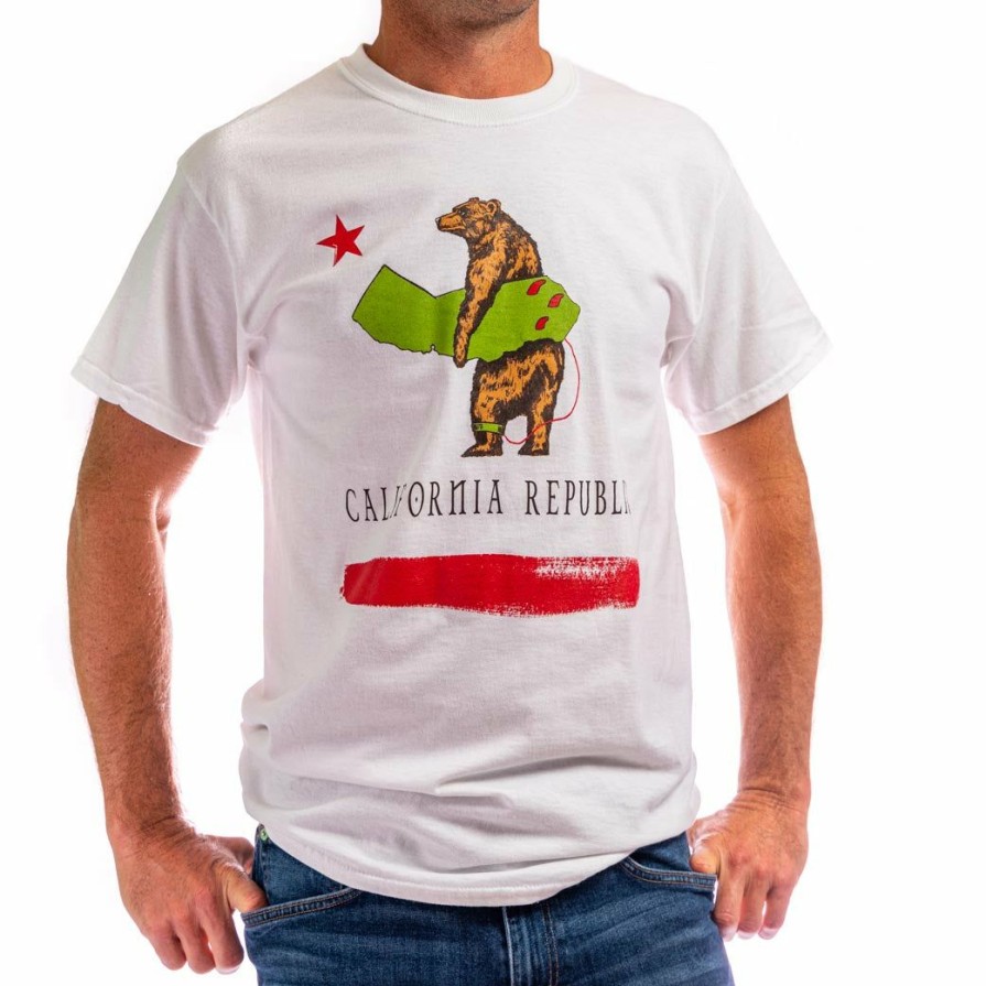 Men * | Cali Surf Bear California T-Shirt Special White