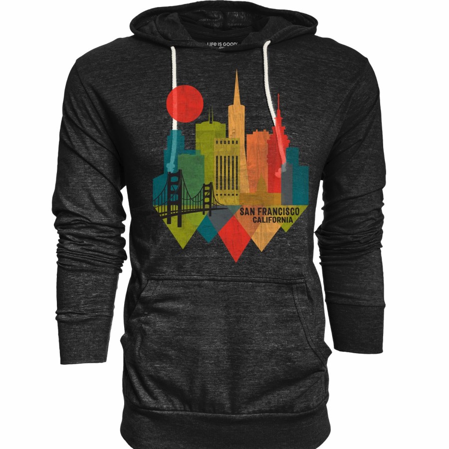 Men * | Shard San Francisco Golden Gate Bridge Lightweight Hooded Sweatshirt Best Choice Black