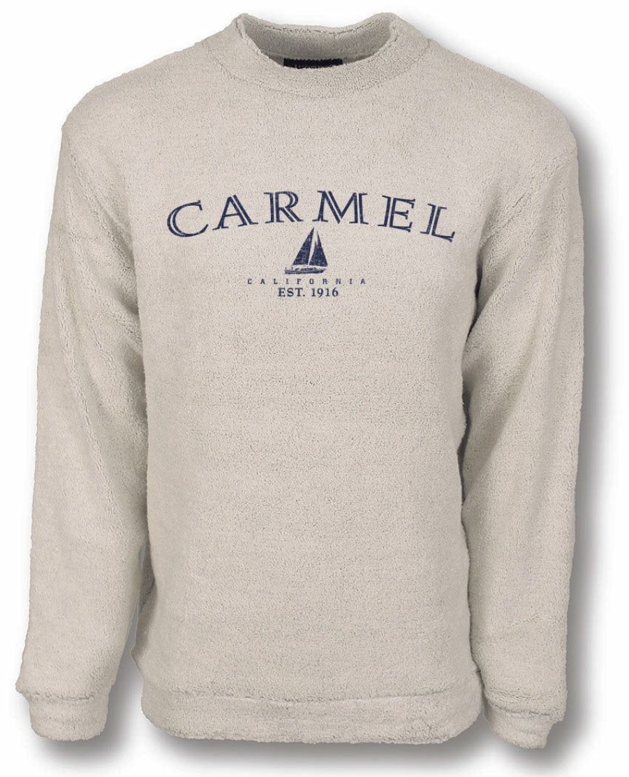 Men * | Big Loop Terry Carmel Sailboat Crewneck Sweatshirt Bargain Sale Natural