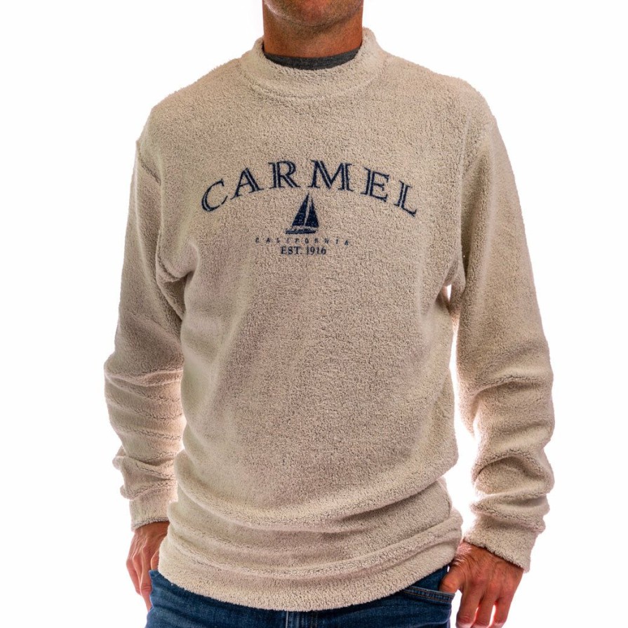 Men * | Big Loop Terry Carmel Sailboat Crewneck Sweatshirt Bargain Sale Natural