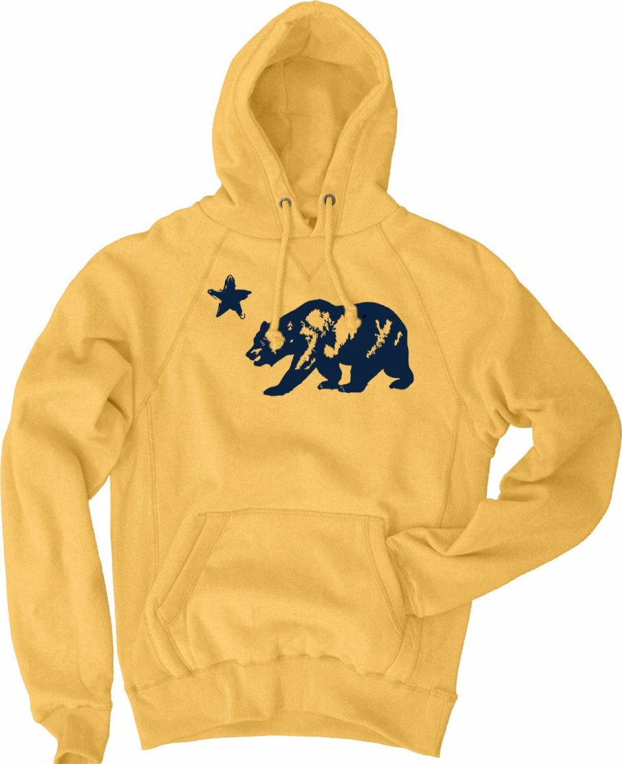 Men * | Back In Time California Bear Hooded Sweatshirt Classical Golden