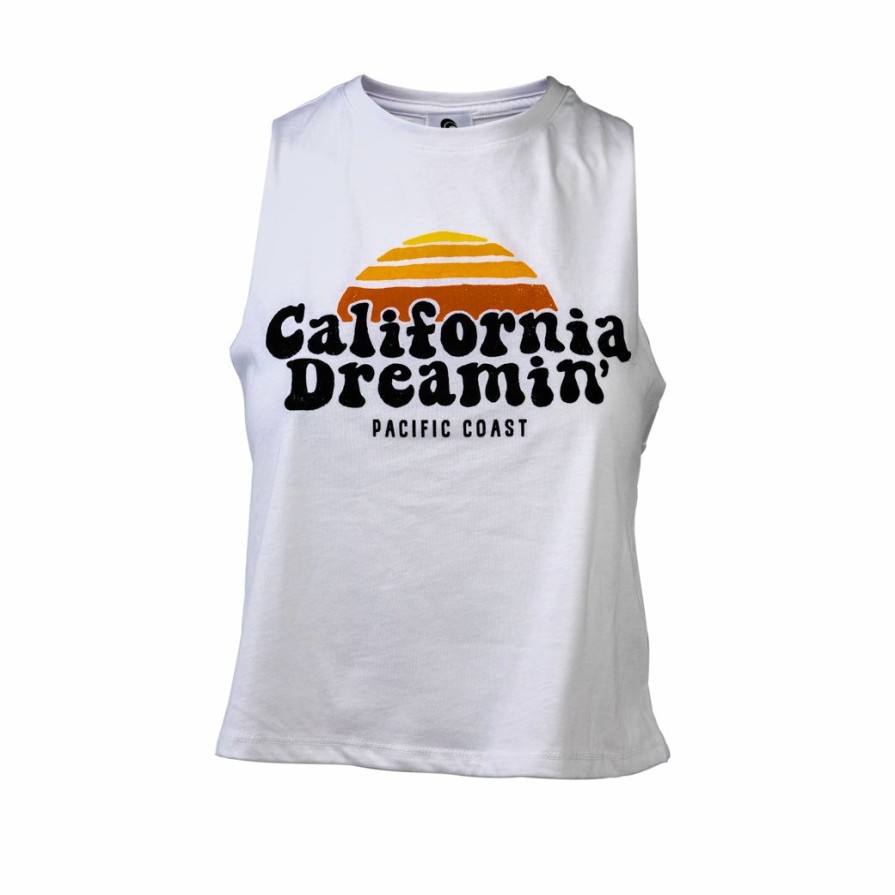 Women * | California Dreamin Crop Tank Top Wholesale White