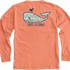 Men * | Wish List Whale Carmel Long Sleeve T-Shirt Wholesale Neon Coral