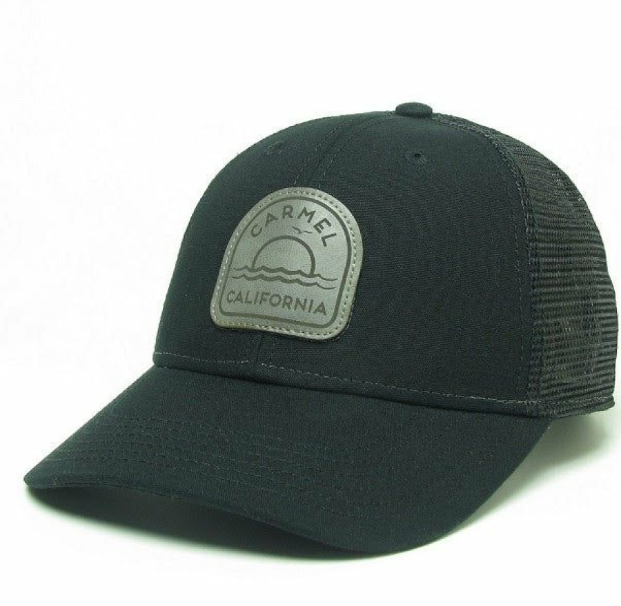 Accessories * | Carmel Radial Leather Patch Trucker Hat Bargain Sale Dark Grey